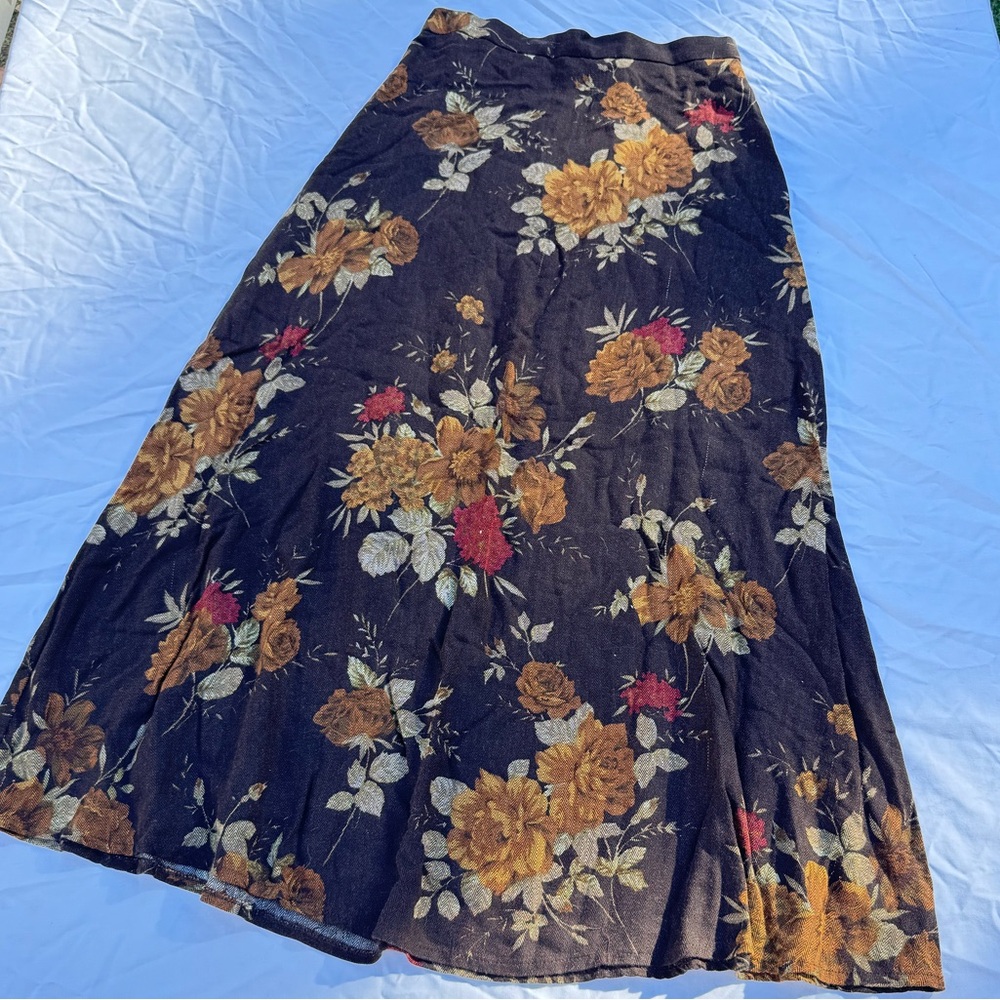Brown Floral Maxi Skirt